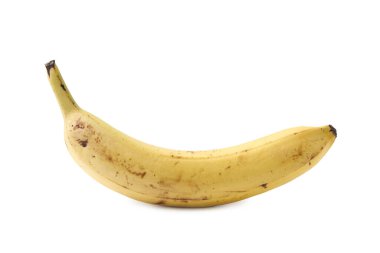 Olgun bir muz beyazda izole edilmiş.