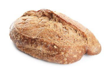 Bir somun taze pişmiş ekmek beyaza izole edilmiş.