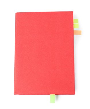 Beyaz, üst görünümde izole edilmiş renkli sekmeleri olan kitap