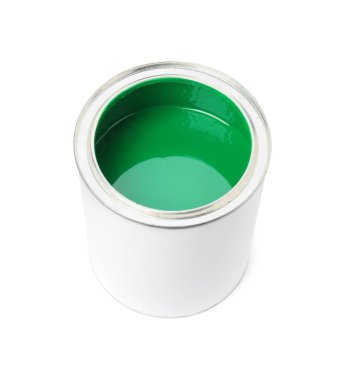 Can of green paint isolated on white