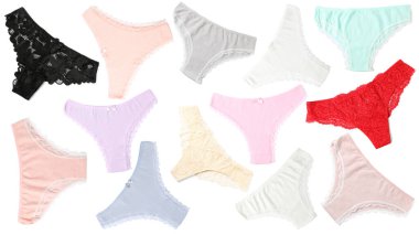 Birçok farklı külot beyaz sette izole edilmiş.