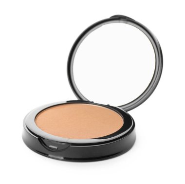 Yüz pudrası beyaza izole edilmiş. Makyaj ürünü