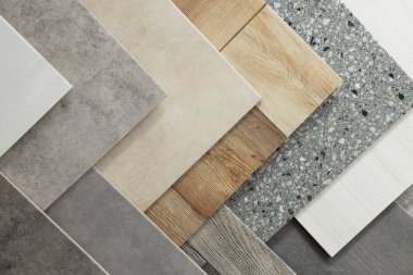 Arka plan ve üst görünüm olarak birçok farklı kiremit örnekleri