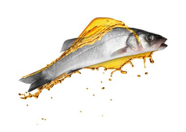 Yağlı taze balıklar beyaz arkaplanda sıçrıyor