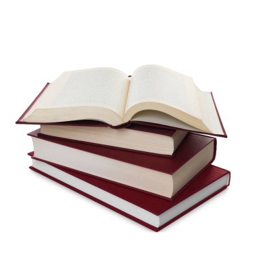 ciltli kitap üzerinde beyaz izole yığını