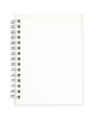 Bir not defteri beyaza izole edilmiş, üst manzara. Metin için boşluk