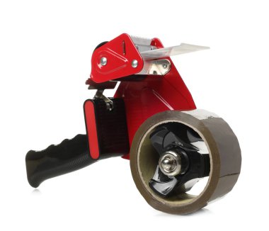 Yapışkan bantlı dağıtıcı beyaza izole edildi