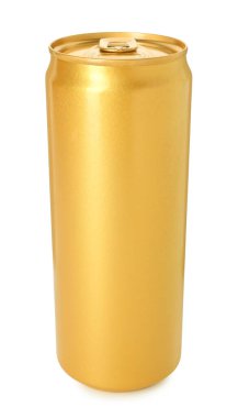 Boş bir teneke kutu beyaza izole edilmiş.