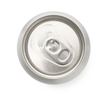 Bir teneke kutu beyaza izole edilmiş, üst manzara