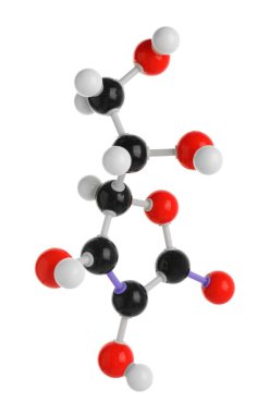 C vitamini molekülü beyaza izole edilmiş. Kimyasal model
