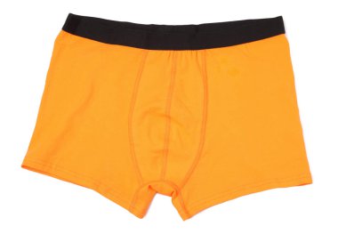 Rahat turuncu erkek iç çamaşırları beyaza izole edilmiş.