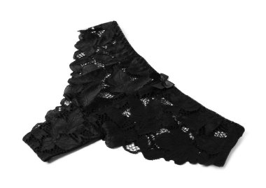 Beyaz tenli, güzel siyah bir külot.