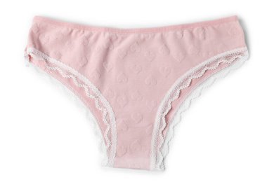Güzel pembe bir külot, beyaz manzarada izole edilmiş.