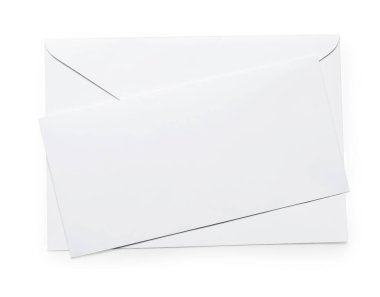 Üstten bakıldığında beyaz kartın olduğu zarf. Tasarım için model