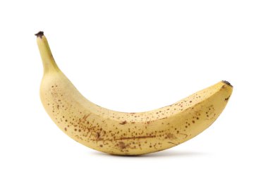 Olgun muz ve koyu lekeler beyazda izole.