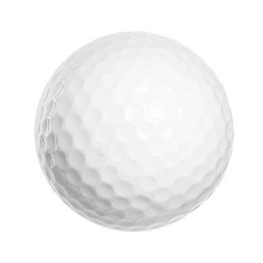 Beyaza izole edilmiş bir golf topu. Spor malzemeleri.