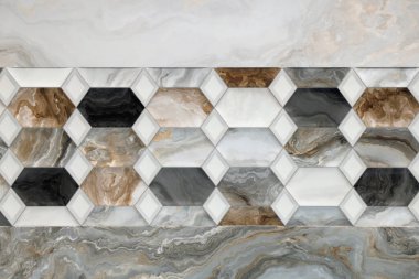 Arka plan olarak farklı desenlere sahip kiremitlerin dokusu, üst görünüm