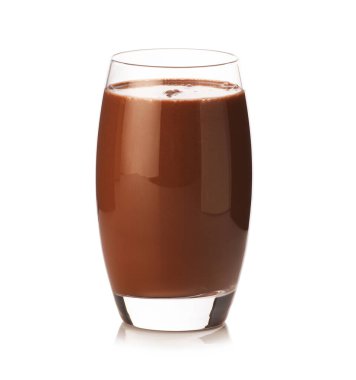 Lezzetli çikolatalı süt, beyaz bardakta.