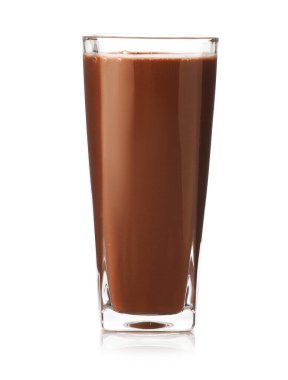 Lezzetli çikolatalı süt, beyaz bardakta.