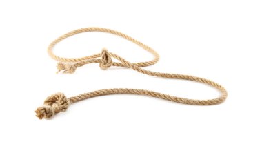 Beyaz ipte izole edilmiş pamuktan kement.