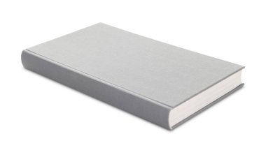 Kapalı açık gri kaplı ciltli kitap beyaza izole edildi