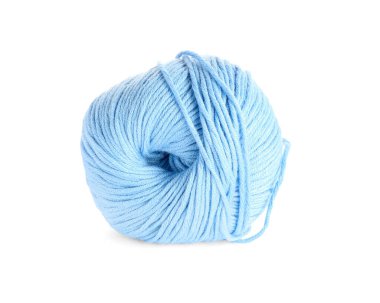 Yumuşak mavi yün iplik beyaza izole edilmiş