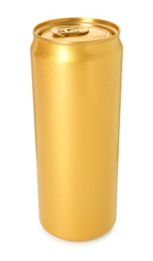 Boş bir teneke kutu beyaza izole edilmiş.