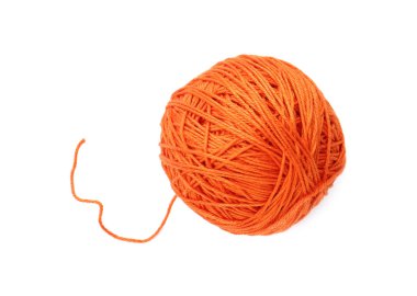One ball of yarn isolated on white, top view