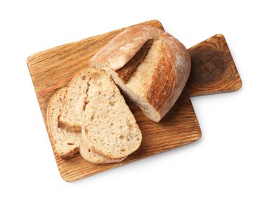 Taze ekmek parçaları beyaza izole edilmiş, üst manzara