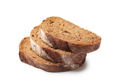 Beyaz üzerine izole edilmiş taze ekmek parçaları.