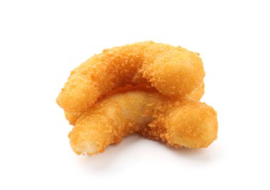 Beyaz tenli üç lezzetli tempura karidesi.