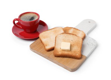 Lezzetli tost, tereyağlı ve sütlü kahve.