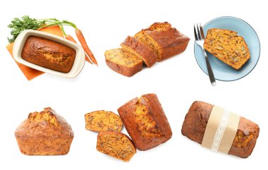 Lezzetli havuçlu kek, beyaz üzerine izole edilmiş.