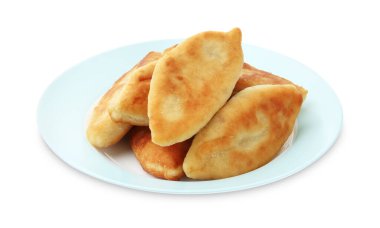 Lezzetli kızarmış pirizky (doldurulmuş turtalar) beyaz üzerine izole edilmiş.