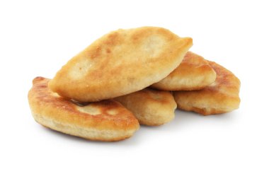 Lezzetli kızarmış pirizky (doldurulmuş turtalar) beyaz üzerine izole edilmiş.