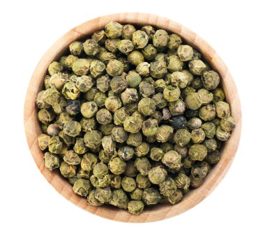 Beyaz kasede izole edilmiş Aromatik biber, üst manzara