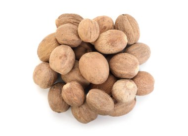 Hindistan cevizi yığını beyaz, üst görünümde izole