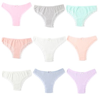 Birçok farklı külot beyaz sette izole edilmiş.