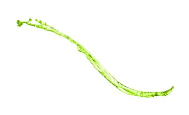 Beyaz arka planda havada yeşil su sıçraması