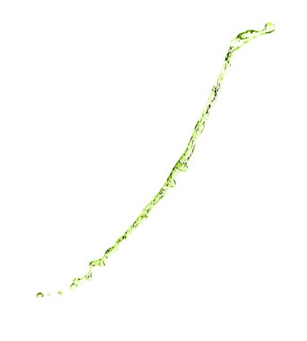 Beyaz arka planda havada yeşil su sıçraması