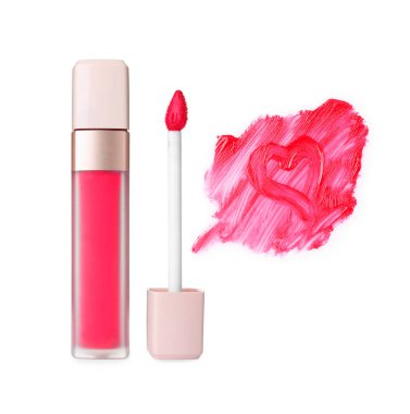 Dudak parlatıcısı, aplikatör ve örnek beyaz üzerine izole