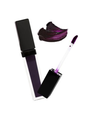 Dudak parlatıcısı, aplikatör ve örnek beyaz üzerine izole