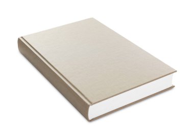 Kapalı açık gri kaplı ciltli kitap beyaza izole edildi
