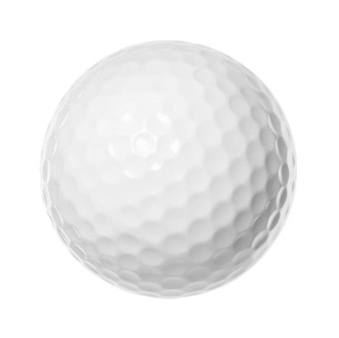 Beyaza izole edilmiş bir golf topu. Spor malzemeleri.