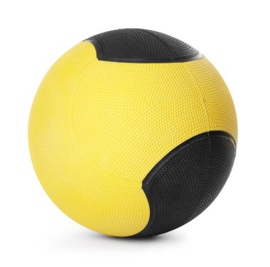 Sarı ve siyah tıp topu beyaza izole edilmiş.