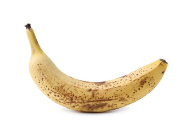 Olgun muz ve koyu lekeler beyazda izole.