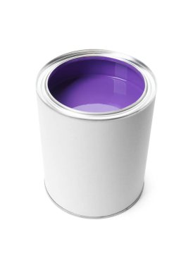 Mor boya kutusu beyaza izole edilmiş.