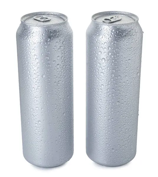 Beyaz teneke üzerinde iki ıslak teneke kutu