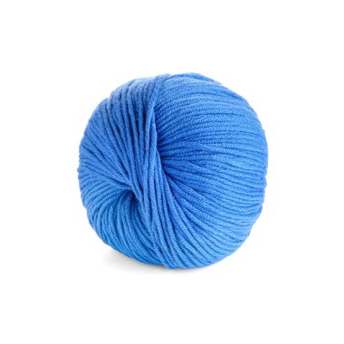 Yumuşak mavi yün iplik beyazda izole edilmiş