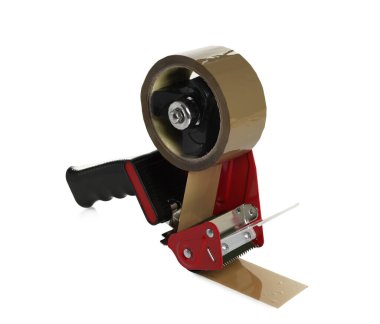 Yapışkan bantlı dağıtıcı beyaza izole edildi